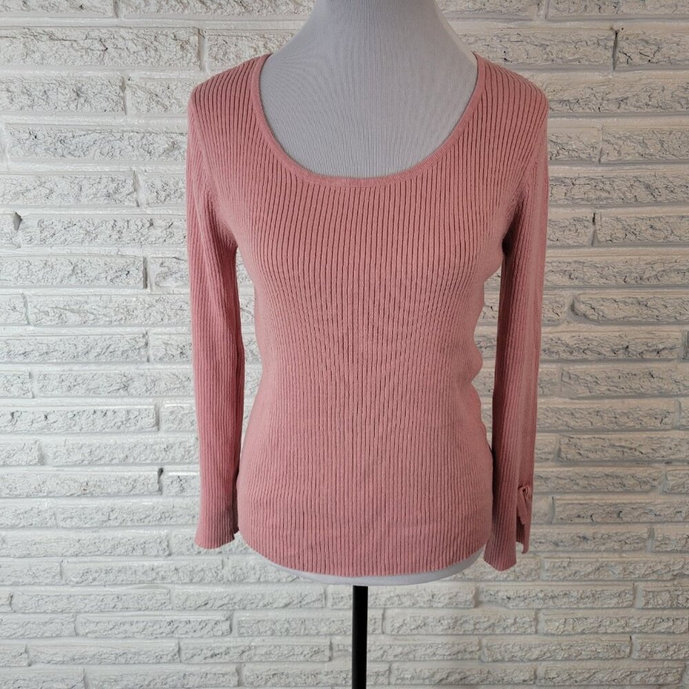 41 Hawthorn Pink Knit Sweater Slit Long Sleeve Pullover Round Neck XL PIN62E
